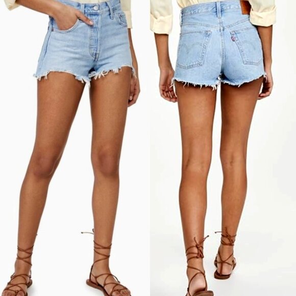 Levi's Pants - Levi's Premium Women's 501 Button Fly Cut-Off Denim Jean Short Blue Size W33